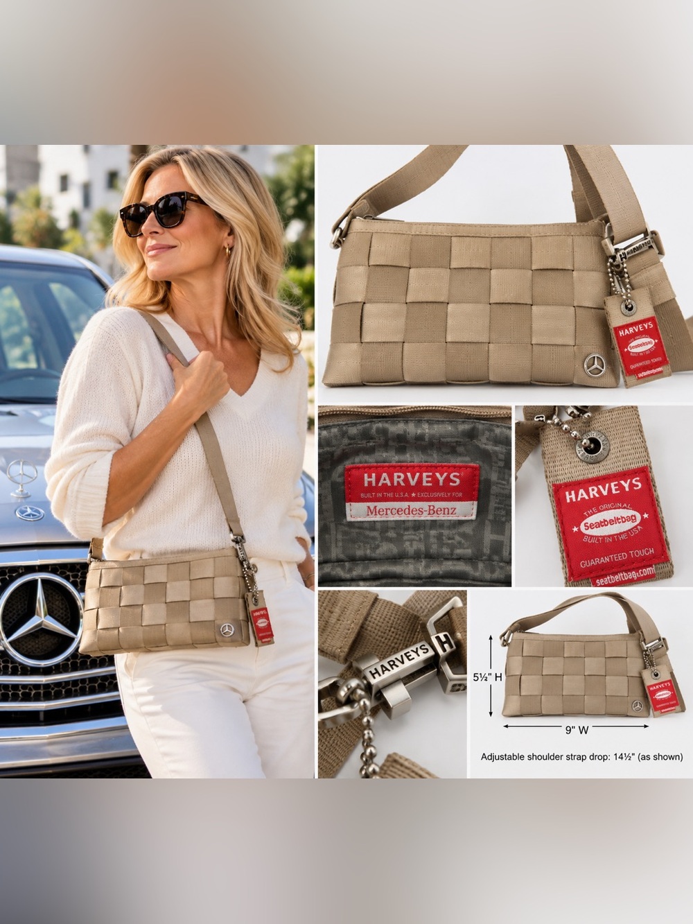 RARE Harveys x Mercedes-Benz Woven Seatbelt wristlet or crossbody 2 way Bag - Picture 2 of 11